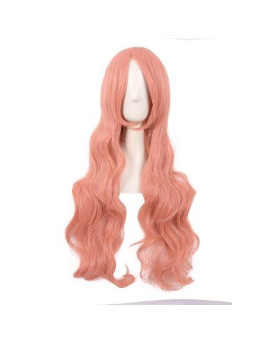 ⭐ Peluca Cosplay Ondulada 80cm Kanekalon palo de Rosa