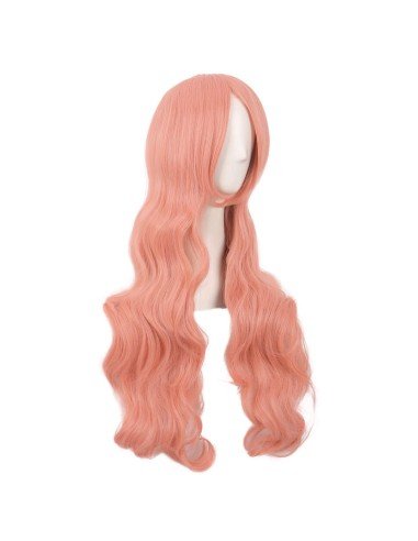 ⭐ Peluca Cosplay Ondulada 80cm Kanekalon palo de Rosa