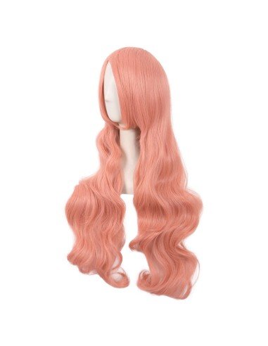 ⭐ Peluca Cosplay Ondulada 80cm Kanekalon palo de Rosa