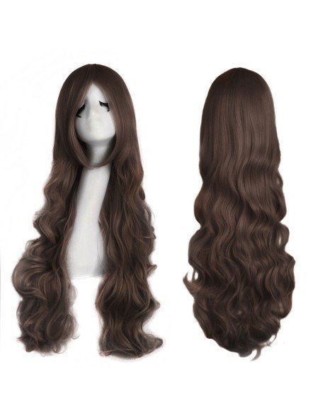 ⭐ Peluca Cosplay Ondulada 80cm Kanekalon Cafe