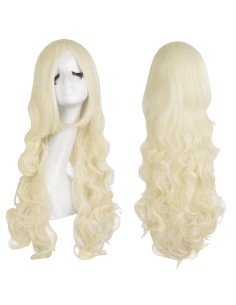 ⭐ Peluca Cosplay Ondulada 80cm Kanekalon Rubio Extra Claro