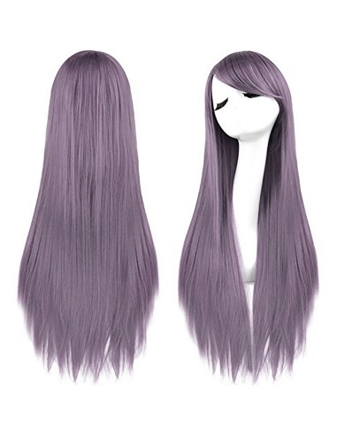 ⭐ Peluca Cosplay lisa 80cm Kanekalon Lila Pop