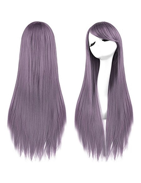 ⭐ Peluca Cosplay lisa 80cm Kanekalon Lila Pop