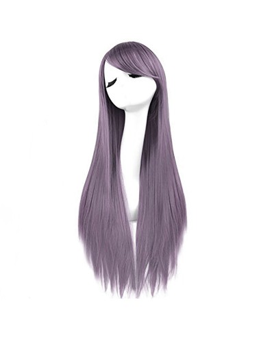 ⭐ Peluca Cosplay lisa 80cm Kanekalon Lila Pop