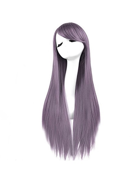 ⭐ Peluca Cosplay lisa 80cm Kanekalon Lila Pop