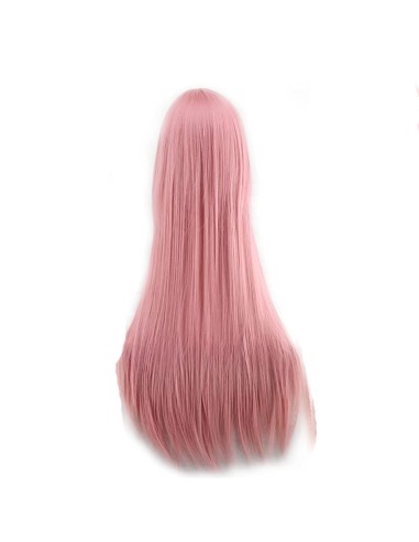 ⭐ Peluca Cosplay lisa 80cm Kanekalon Palo de Rosa