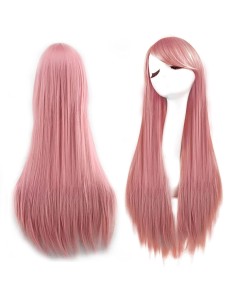 ⭐ Peluca Cosplay lisa 80cm Kanekalon Palo de Rosa