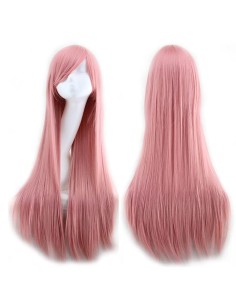 ⭐ Peluca Cosplay lisa 80cm Kanekalon Palo de Rosa 2