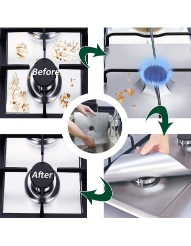 ⭐ Setx4 láminas Antiadherentes fogones Estufa Reutilizables