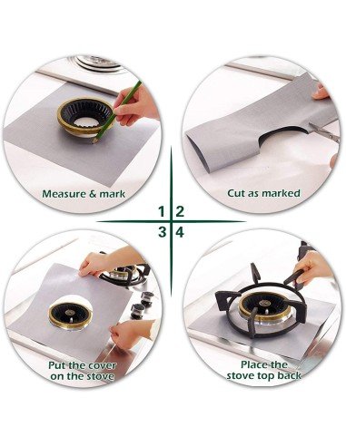 ⭐ Setx4 láminas Antiadherentes fogones Estufa Reutilizables