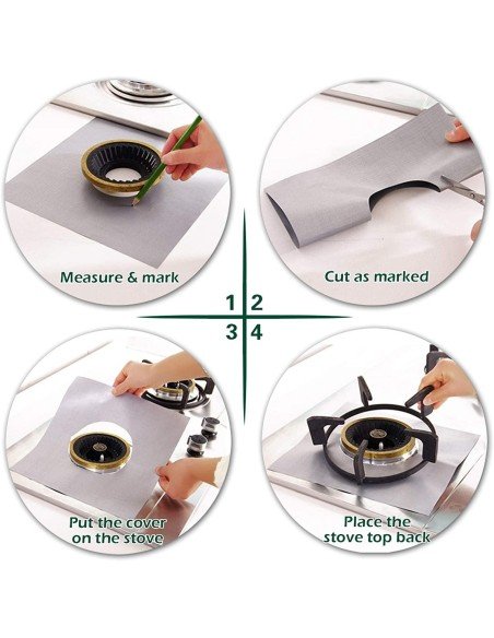 ⭐ Setx4 láminas Antiadherentes fogones Estufa Reutilizables ⭐ Setx4 láminas Antiadherentes fogones Estufa Reutilizables