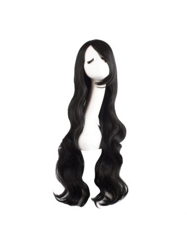 ⭐ Peluca Cosplay Ondulada 80cm Kanekalon Negro