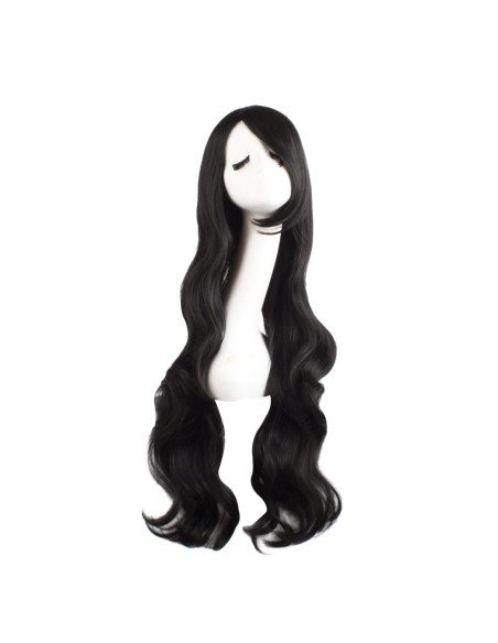 ⭐ Peluca Cosplay Ondulada 80cm Kanekalon Negro ⭐ Peluca Cosplay Ondulada 80cm Kanekalon Negro