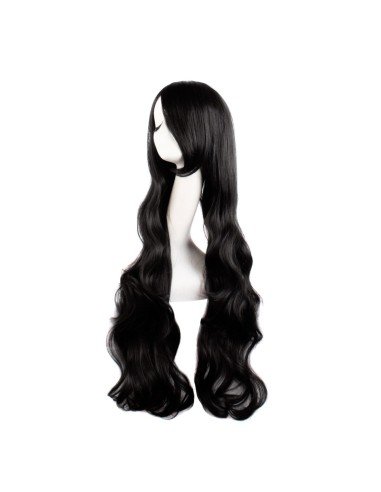 ⭐ Peluca Cosplay Ondulada 80cm Kanekalon Negro