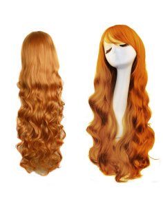 ⭐ Peluca Cosplay Ondulada 80cm Kanekalon Naranja