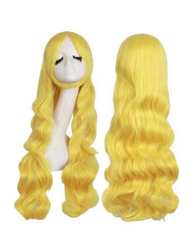 ⭐ Peluca Cosplay Ondulada 80cm Kanekalon Amarillo