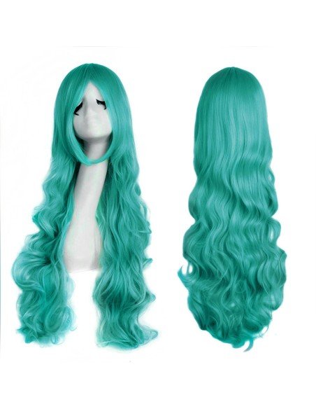 ⭐ Peluca Cosplay Ondulada 80cm Kanekalon Aguamarina