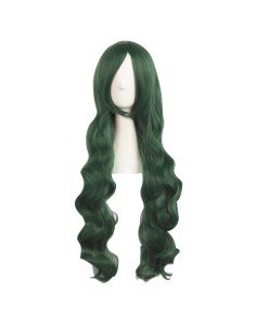 ⭐ Peluca Cosplay Ondulada 80cm Kanekalon Verde Pino 2