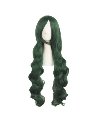 ⭐ Peluca Cosplay Ondulada 80cm Kanekalon Verde Pino