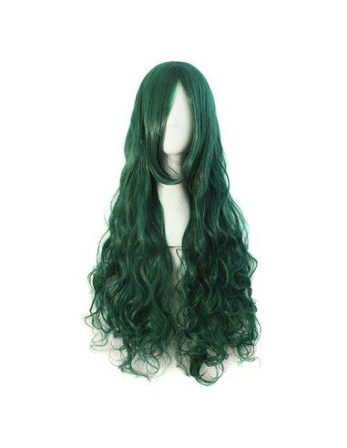 ⭐ Peluca Cosplay Ondulada 80cm Kanekalon Verde Pino
