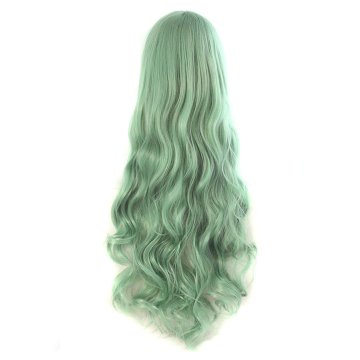 ⭐ Peluca Cosplay Ondulada 80cm Kanekalon Verde Menta