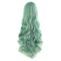 ⭐ Peluca Cosplay Ondulada 80cm Kanekalon Verde Menta