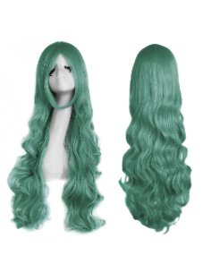 ⭐ Peluca Cosplay Ondulada 80cm Kanekalon Verde Menta