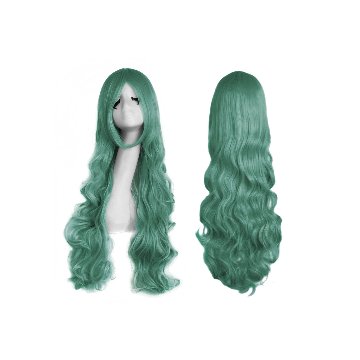 ⭐ Peluca Cosplay Ondulada 80cm Kanekalon Verde Menta