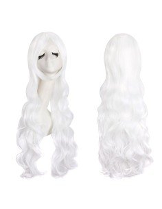 ⭐ Peluca Cosplay Ondulada 80cm Kanekalon Blanco