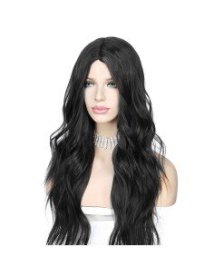 ⭐  Peluca Color Natural 60cm Cabello Sintético Negro