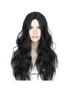 ⭐  Peluca Color Natural 60cm Cabello Sintético Negro 2
