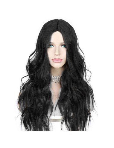 ⭐  Peluca Color Natural 60cm Cabello Sintético Negro