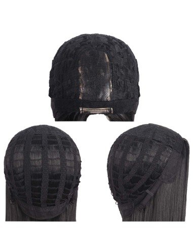 ⭐  Peluca Color Natural 60cm Cabello Sintético Negro