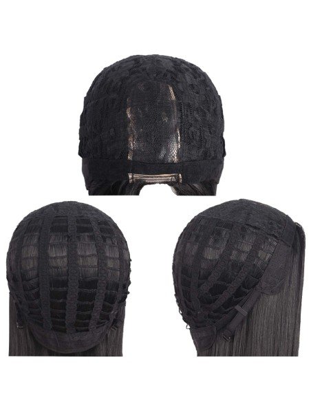 ⭐  Peluca Color Natural 60cm Cabello Sintético Negro