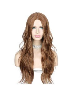 ⭐  Peluca Color Natural 60cm Cabello Sintético Castaño 2