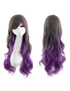 ⭐ Peluca Bicolor Degradee 70cm Harajuku Negro Morado