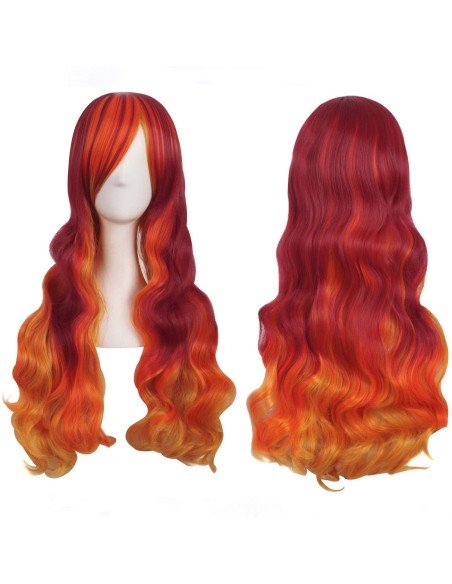 ⭐ Peluca Bicolor Harajuku de kanekalon Cosplay de 70 y 80 cm de largo