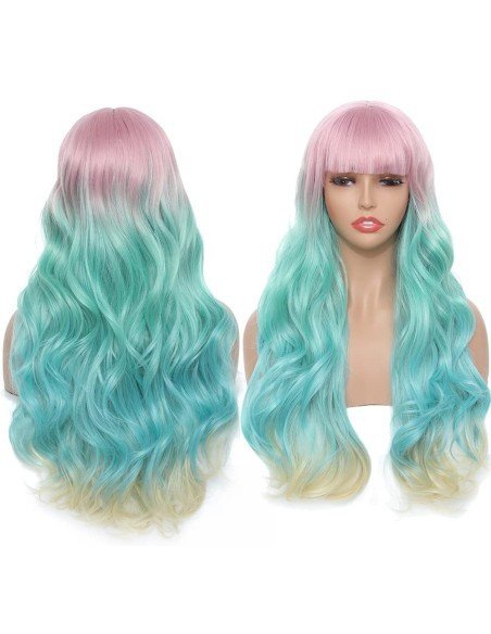 ⭐ Peluca Cosplay Rainbow Arcoiris Unicornio Sirena ⭐ Peluca Cosplay Rainbow Arcoiris Unicornio Sirena