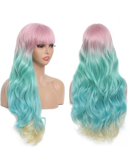 ⭐ Peluca Cosplay Rainbow Arcoiris Unicornio Sirena ⭐ Peluca Cosplay Rainbow Arcoiris Unicornio Sirena