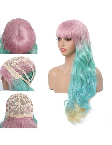 ⭐ Peluca Cosplay Rainbow Arcoiris Unicornio Sirena