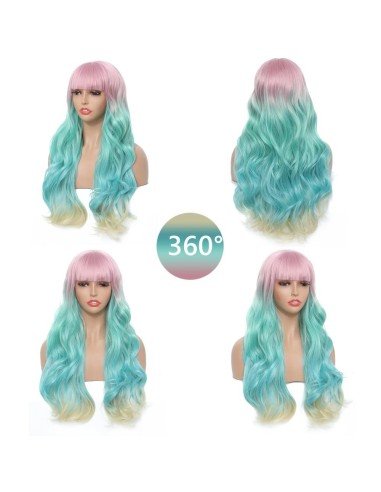 ⭐ Peluca Cosplay Rainbow Arcoiris Unicornio Sirena