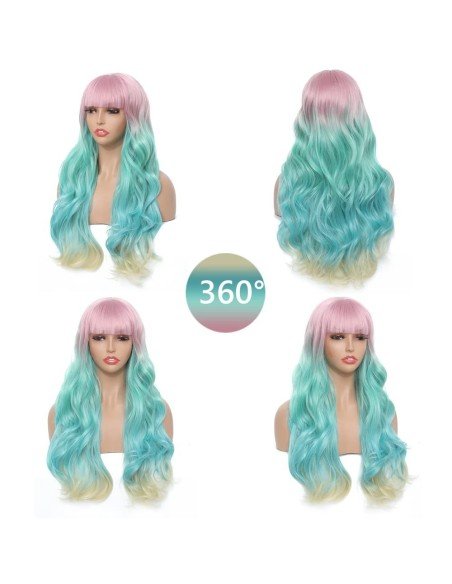 ⭐ Peluca Cosplay Rainbow Arcoiris Unicornio Sirena ⭐ Peluca Cosplay Rainbow Arcoiris Unicornio Sirena