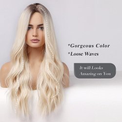 ⭐  Peluca Color Natural 60cm Cabello Sintético kanekalón