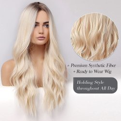 ⭐  Peluca Color Natural 60cm Cabello Sintético kanekalón