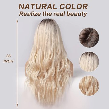 ⭐  Peluca Color Natural 60cm Cabello Sintético kanekalón