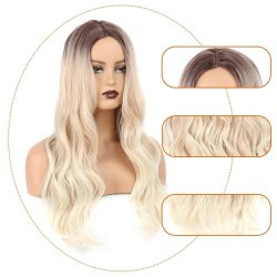 ⭐  Peluca Color Natural 60cm Cabello Sintético kanekalón