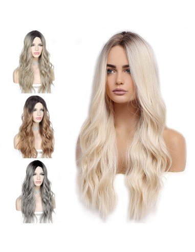 ⭐  Peluca Color Natural 60cm cabello sintético Rubio Oscuro
