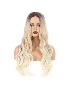 ⭐  Peluca Color Natural 60cm cabello sintético Rubio Oscuro