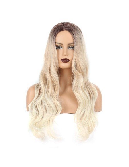 ⭐  Peluca Color Natural 60cm cabello sintético Rubio Oscuro