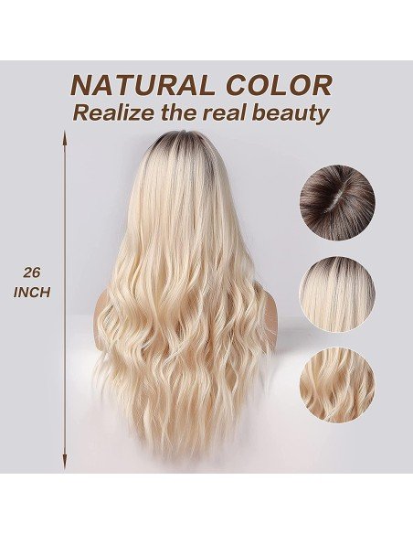 ⭐  Peluca Color Natural 60cm cabello sintético Rubio Oscuro ⭐  Peluca Color Natural 60cm cabello sintético Rubio Oscuro